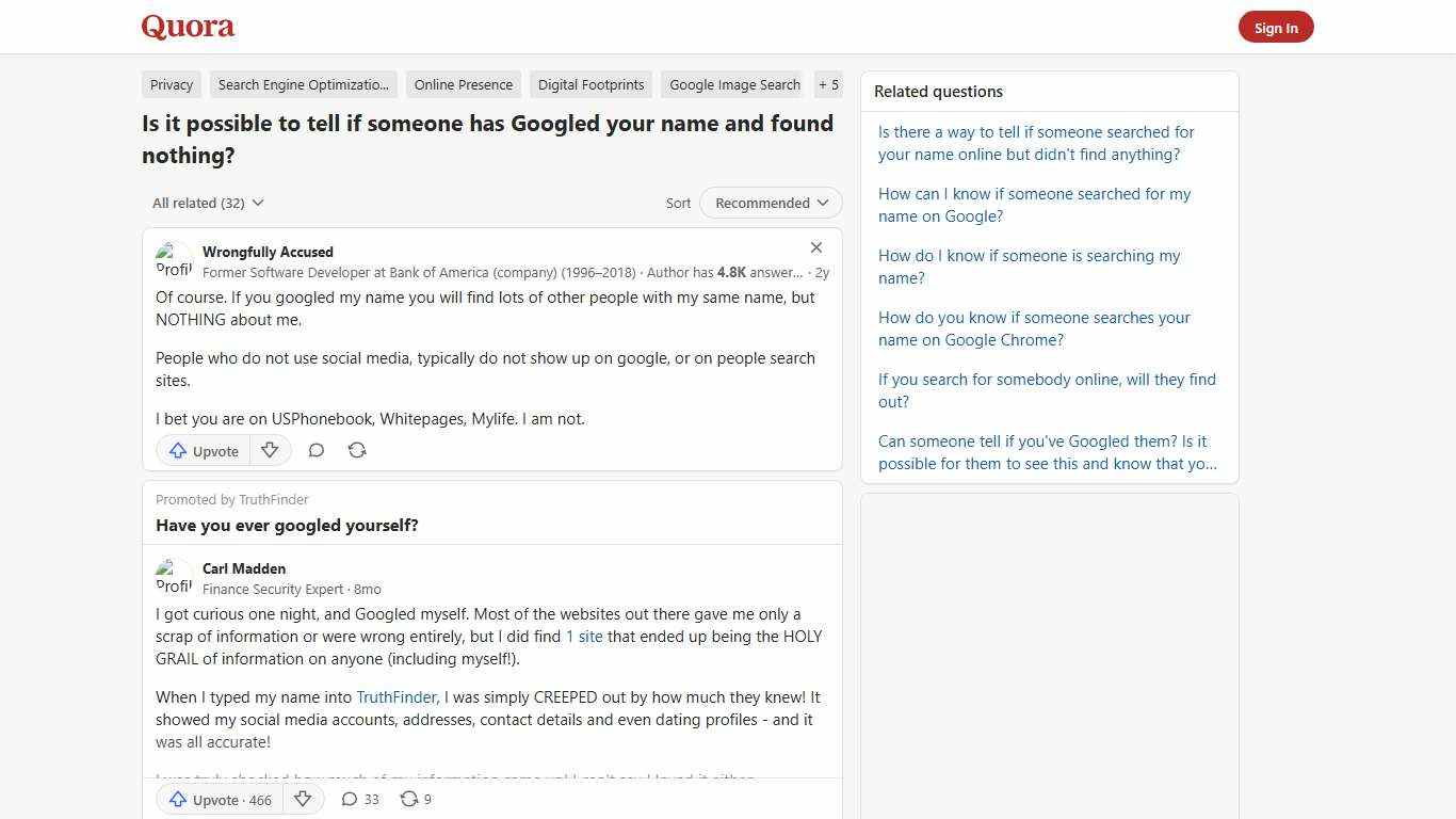 Is it possible to tell if someone has Googled your name and found nothing? - Quora